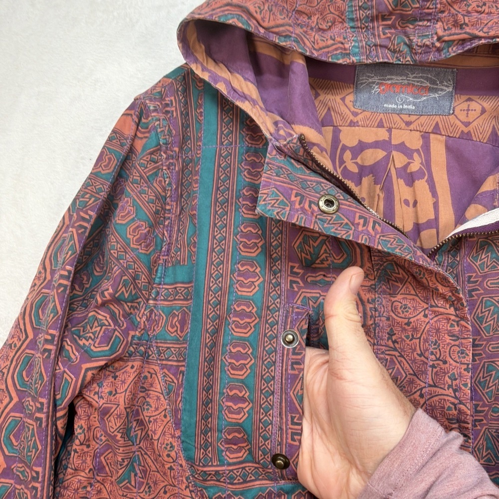Gramicci Hooded Jacket Women's Large Tribal Boho Festival‎ Tapestry Coat - Picture 5 of 14